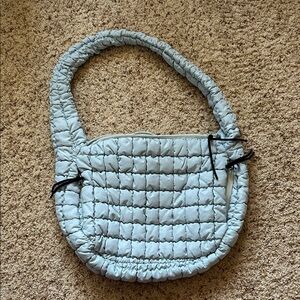 Light Blue Quilted Shoulder Bag Purse